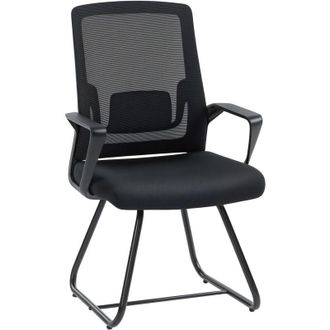HOMCOM Desk Chair No Wheels, Meeting Chair with Mesh Back for Waiting Room