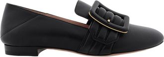 Bally Janelle Buckle Leather Loafers, Brand Size 36.5 ( US Size 6 )