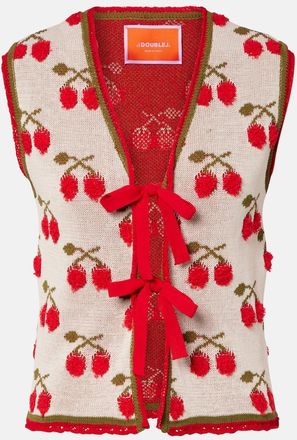 La DoubleJ Cherry cotton-blend intarsia vest