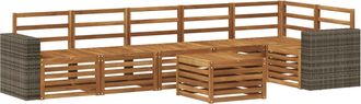 vidaXL Conjunto De Sof&aacute;s De Exterior 7 Uds. Natural Poli&eacute;ster Vidaxl