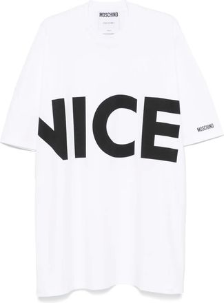 Moschino Abito corto con stampa - Bianco