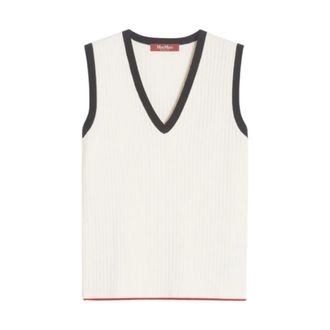 Max Mara V-neck Knitwear, female, White, Size: M V-neck Knitwear