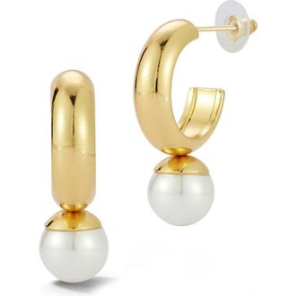 Glaze Jewelry Faux Pearl Drop Hoop Earrings in Gold at Nordstrom Rack