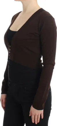 Roberto Cavalli Womens Brown Cropped Wool Cardigan Virgin Clothing