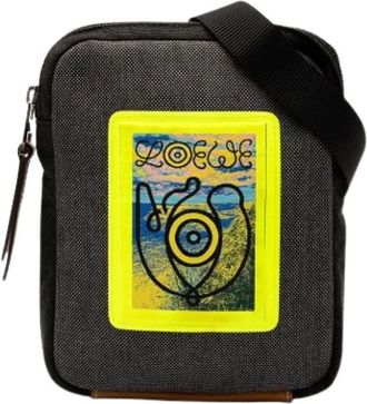 Loewe Pre-owned Cross Body Bags, female, Gray, Size: ONE SIZE Pre-owned Printed Canvas Crossbody Bag