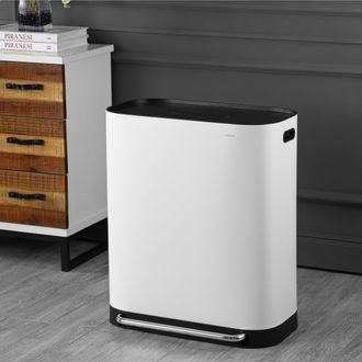 Happimess Beni Kitchen Trash/Recycling 16-Gallon Double-Bucket Step-Open Trash Can (40 liners Included)