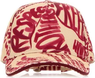 Dsquared2 Beige Red Logo Print Baseball Hat