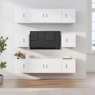 vidaXL Vidaxl - Set De Muebles Para Tv 8 Piezas Madera Contrachapada Blanco