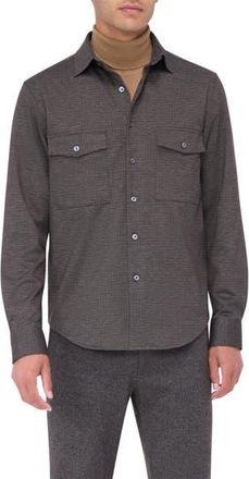 Bugatchi Check Knit Shirt Jacket in Truffle at Nordstrom Rack, Size Xx-Large
