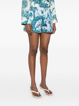 F.R.S. Floral-Print Cotton Shorts - aqua blue