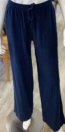 bobi Womens Wide Leg Tie Waist Pant In Seaside