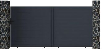 Vente-Unique Cancello scorrevole L374 x H180 cm Alluminio pieno Antracite - NAZARIO