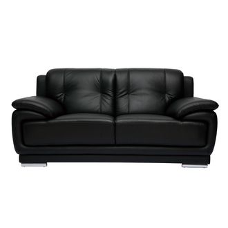 Miliboo Sof&aacute; De Piel De B&uacute;falo De Dise&ntilde;o 2 Plazas Negro Tamara