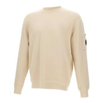 C.P. Company Sweatshirts, male, Beige, Size: XL Cotton Diagonal Fleece Sweatshirt