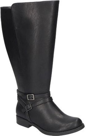 Easy Street Womens Easy Street Bay Plus Plus Boots Black Round Toe Mid-Calf HAWK2413