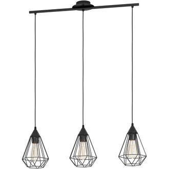 Eglo Eglo - Lampadario a Sospensione Vintage Tarbes Acciaio Nero 3 Luci E27 Regolabile