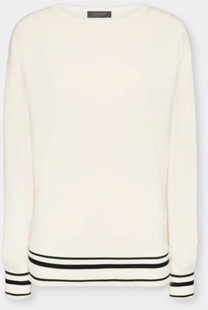 Elena Miro Compacte viscose gebreide top met boothals - Dames - Ronde hals truien - Beige - M - Truien & Vesten