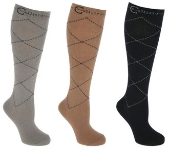Covalliero Womens Karo Riding Socks, Navy|Stone|Wood, 42
