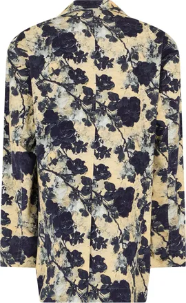 R13 Womens Blazer Floral Yellow Cotton Blazers Jacket