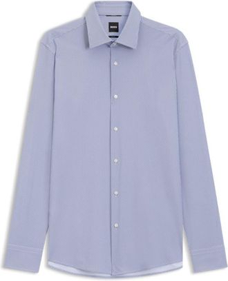 BOSS Slim-fit shirt in printed performance stretch fabric