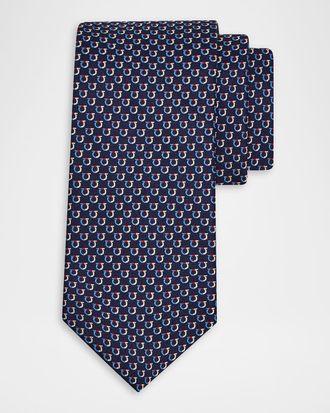 Ferragamo Men & apos;s Barzio Woven Micro-Gancio Silk Tie