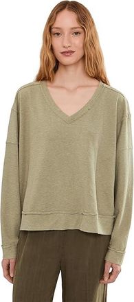 Mod-o-doc Long Sleeve V-Neck Sweatshirt Womens Sweatshirt Heather Hazel : LG (US 12-14), Cotton
