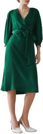 L.k. Bennett Iris Long Sleeve Wrap Dress in Green at Nordstrom Rack, Size 10 Us / 14 Uk