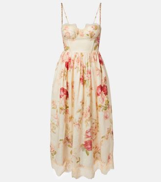 Zimmermann Roselight floral linen bustier dress