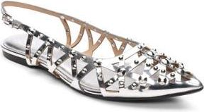 Ash Bazaar Stud Slingback Flat in Silver at Nordstrom Rack, Size 8Us / 38Eu