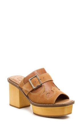 Kelsi Dagger Gerri Block Heel Platform Slide Sandal in Cookie Dough at Nordstrom, Size 6.5