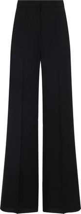 Max Mara Black Fernet Straight Virgin Wool Pants-Donna