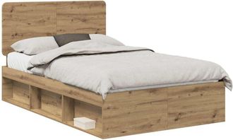 vidaXL Estructura De Cama Con Cabecera Roble Artesanal 120 X 190 Cm Vidaxl