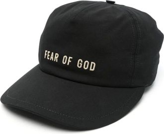 Fear of God Accessoires, Heren, Zwart, ONE Size, Zwarte Logo Geborduurde Brede Rand Pet