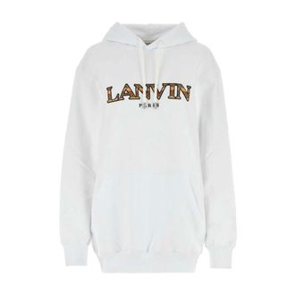 Lanvin Hoodies, female, White, Size: 2XS Logo-embroidered Hoodie