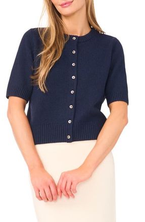 Ted Baker Short Sleeve Sweater in Heather Navy at Nordstrom, Size Medium