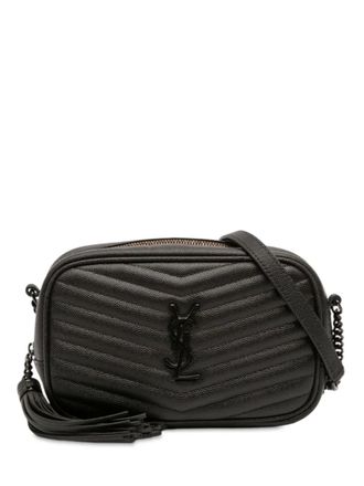 Saint Laurent Borsa a tracolla Monochrome Lou mini in pelle Grain de Poudre matelassé con monogramma 2020 - Nero