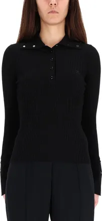 Courr&egrave;ges Ribbed Viscose Polo Shirt - Black