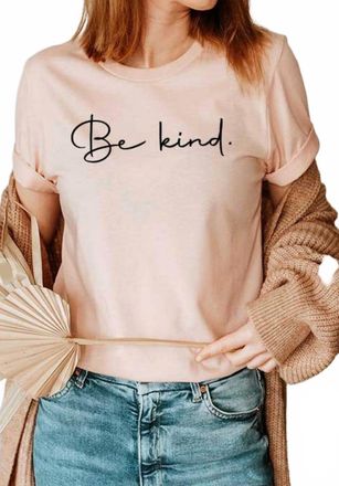 Sandy Liang Be Kind Short Sleeve Tee In Apricot