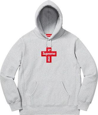 SUPREME Cross Box Logo Hooded Sweatshirt Grey Red SUP-FW20-335