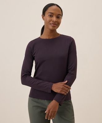 Pact Luxe Stretch Jersey Slim Long Sleeve Tee in Plum at Nordstrom, Size Large