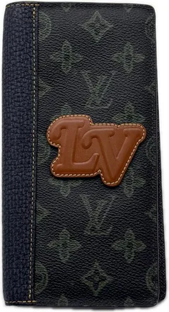 Louis Vuitton Monogram Brown Green Navy Coated Canvas Leather Long Wallet (Bi-Fold) (Pre-Owned)