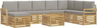 vidaXL Conjunto De Sof&aacute;s De Exterior 9 Uds. Blanco Y Gris Claro Vidaxl