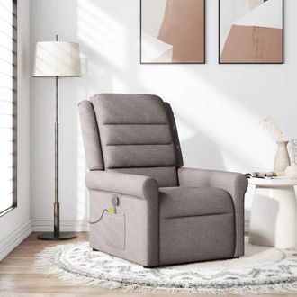 vidaXL Sill&oacute;n De Masaje Reclinable De Tela Gris Taup&eacute; Vidaxl