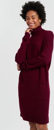 Chinti and Parker Claret Wool-Cashmere Mini Rollneck Dress