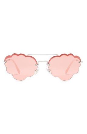 Miu Miu 58mm Irregular Fashion Sunglasses in Silver /Pink Mir Flash Silver at Nordstrom Rack
