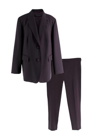 Marina Rinaldi Aubergine Single Breasted Blazer and Trouser Suit Size XL