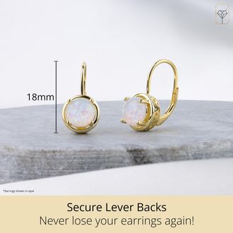MAX + STONE 925 Sterling Silver with 18k Yellow Gold Overlay Round Gemstone Dangle Earrings