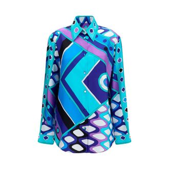 Emilio Pucci Blue Silk Womens Shirt