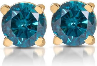 Pompeii3 1/3ct Blue Diamond Studs 14 Karat Yellow Gold