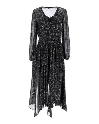 Maje Route midi-jurk van metallic georgette met plooien in zwart polyester